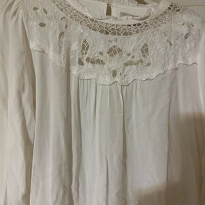 Loft Elegant White Lace Blouse